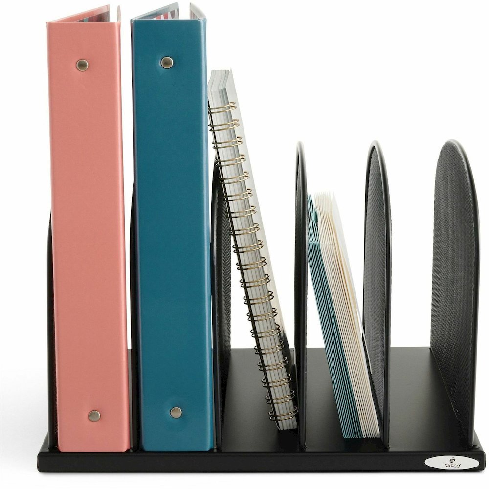 Safco Mesh Desk Organizers - 5 Compartment(s) - Compartment Size : 2" - 8.25" Height x 12.50" Width x 11.25" Depth - Desktop - Powder Coated - Black - Steel - 1 Each. Picture 3