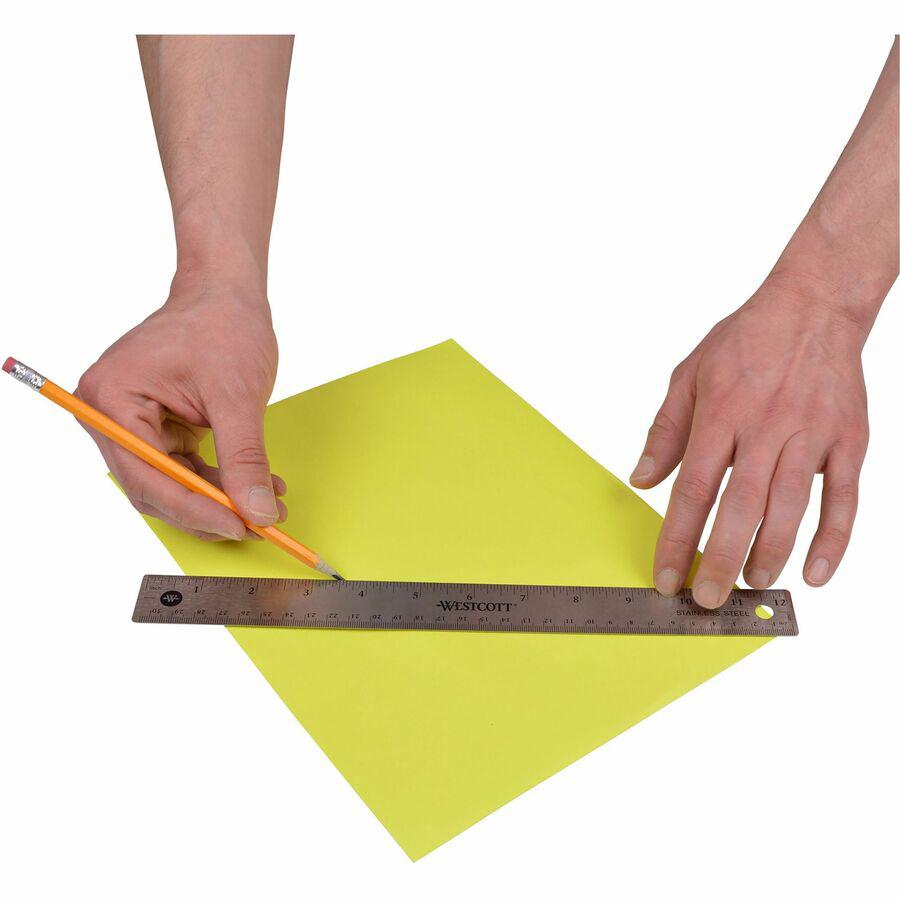 Westcott Stainless Steel Rulers - 12" Length x 1" Width - 1/16, 1/32 Graduations - Metric, Imperial Measuring System - Stainless Steel - Stainless Steel - 1 Each. Picture 9