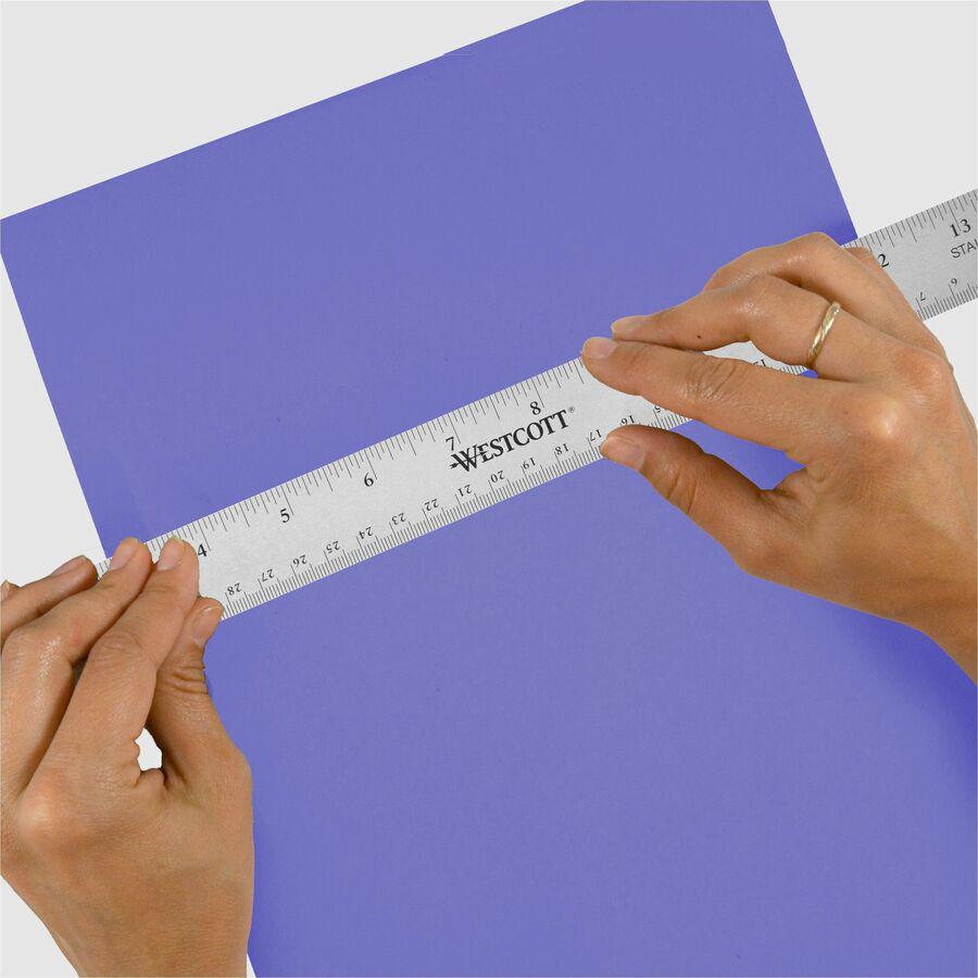 Westcott Stainless Steel Rulers - 15" Length 1" Width - 1/16, 1/32 Graduations - Metric, Imperial Measuring System - Stainless Steel - 1 Each - Stainless Steel. Picture 7