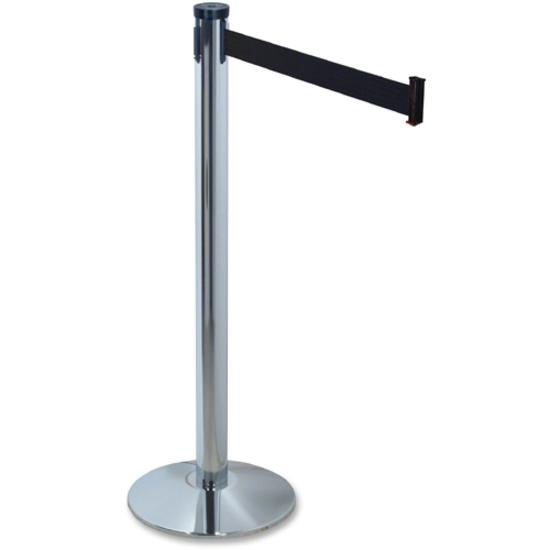 Tatco Adjusta-Tape Stanchion Post - Chrome Plated 10 ft Post Black Tape - Chrome - 2 / Box. Picture 4