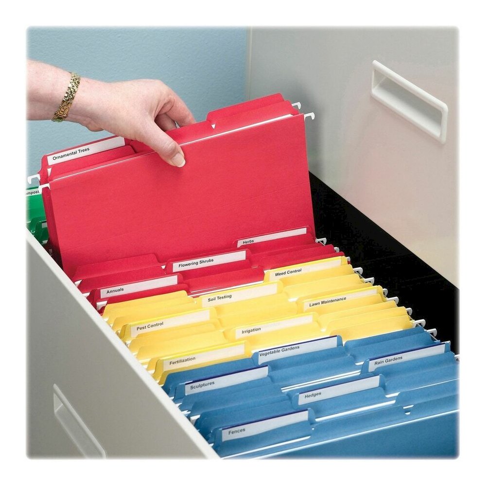Smead 1/3 Tab Cut Letter Recycled Interior File Folder - 8 1/2" x 11" - 3/4" Expansion - Top Tab Location - Assorted Tab Position - 11 pt. - 1 Plys - Paper - Blue - 10% Recycled - 100 / Box. Picture 4