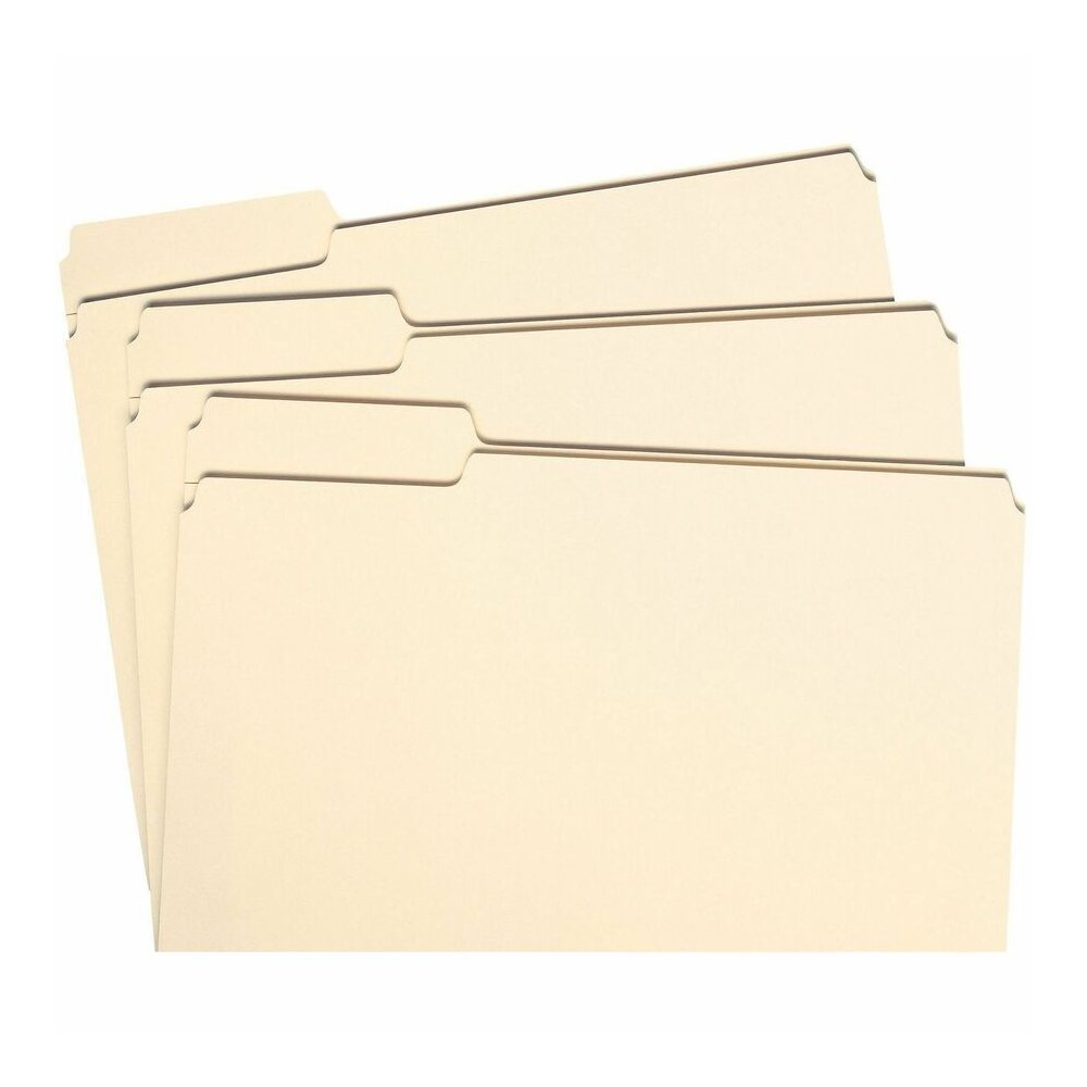 Smead 1/3 Tab Cut Letter Recycled Top Tab File Folder - 8 1/2" x 11" - 3/4" Expansion - Top Tab Location - Left Tab Position - 11 pt. - 1 Plys - Manila - 10% Recycled - 100 / Box. Picture 4
