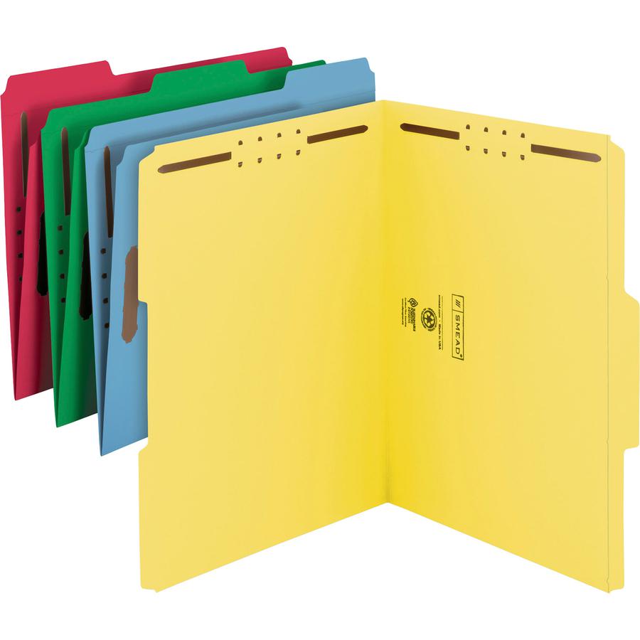 Smead Colored 1/3 Tab Cut Letter Recycled Fastener Folder - 8 1/2" x 11" - 3/4" Expansion - 2 x 2K Fastener(s) - 2" Fastener Capacity for Folder - Top Tab Location - Assorted Position Tab Position - B. Picture 9