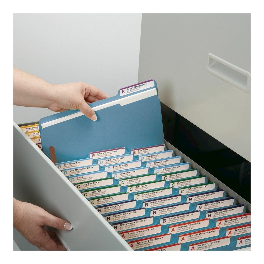 Smead Colored 1/3 Tab Cut Letter Recycled Fastener Folder - 8 1/2" x 11" - 3/4" Expansion - 2 x 2K Fastener - 2" for Folder - Top Tab Location - Assorted Tab Position - 11 pt. - 2 Plys - Blue - Reinfo. Picture 2