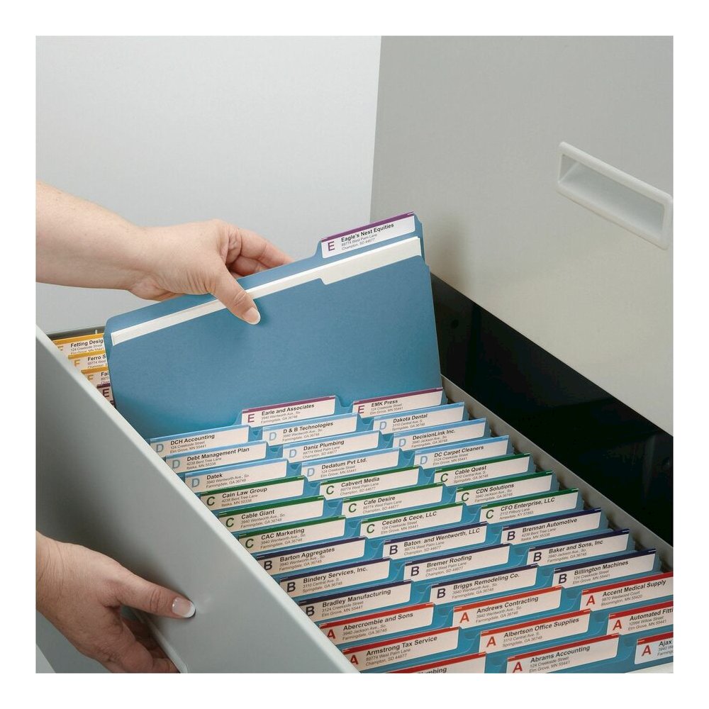 Smead 1/3 Tab Cut Letter Recycled Top Tab File Folder - 8 1/2" x 11" - 3/4" Expansion - Top Tab Location - Assorted Tab Position - 11 pt. - 1 Plys - Blue - Rounded Corner - 10% Recycled - 100 / Box. Picture 4