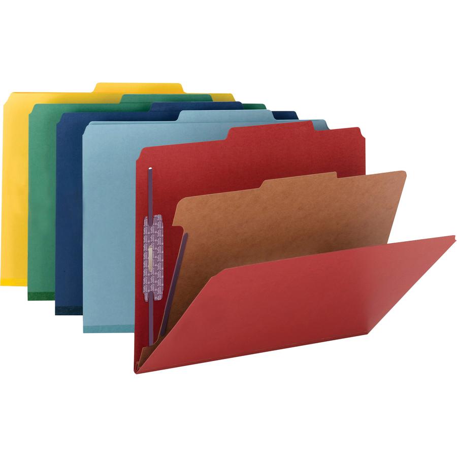 Smead SafeSHIELD 2/5 Tab Cut Letter Recycled Classification Folder - 8 1/2" x 11" - 2" Expansion - 2 x 2S Fastener - 2" for Folder - Top Tab Location - Right of Center Tab Position - 1 Divider - 25 pt. Picture 3