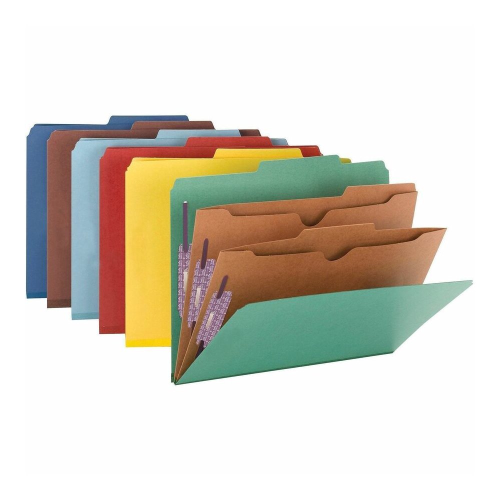 Smead SafeSHIELD 2/5 Tab Cut Letter Recycled Classification Folder - 8 1/2" x 11" - 2" Expansion - 2 x 2S Fastener - 2" for Folder - 2 Pocket - Top Tab Location - Right of Center Tab Position - 2 Divi. Picture 4