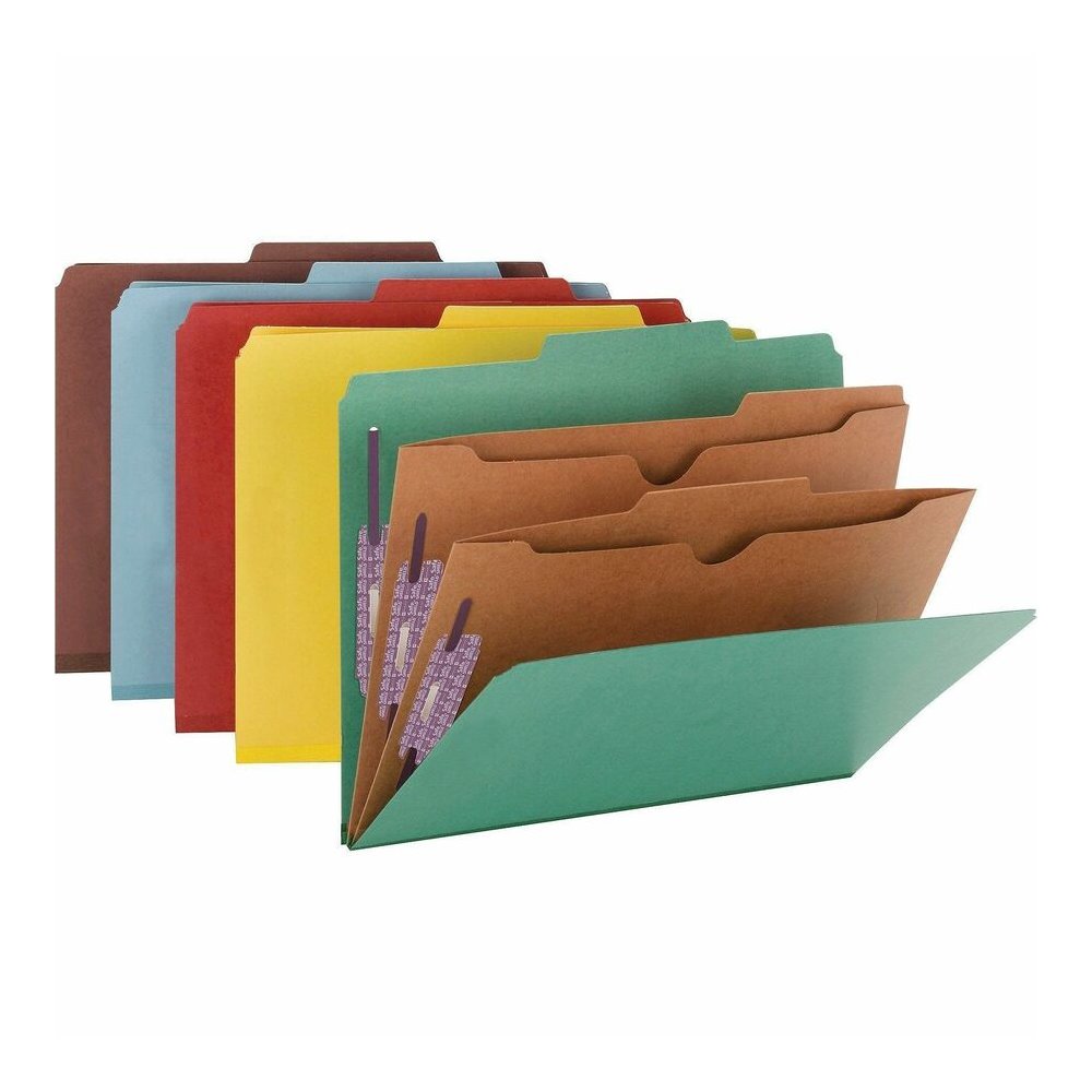 Smead SafeSHIELD 2/5 Tab Cut Letter Recycled Classification Folder - 8 1/2" x 11" - 2" Expansion - 2 x 2S Fastener - 2" for Folder - 2 Pocket - Top Tab Location - Right of Center Tab Position - 2 Divi. Picture 4
