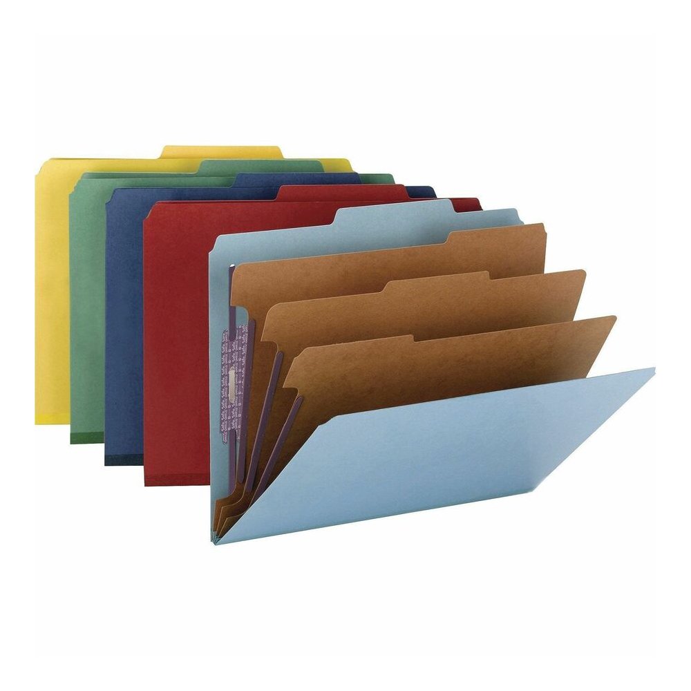 Smead SafeSHIELD 2/5 Tab Cut Legal Recycled Classification Folder - 8 1/2" x 14" - 3" Expansion - 2 x 2S Fastener - 2" for Folder - Top Tab Location - Right of Center Tab Position - 3 Divider - 25 pt.. Picture 4