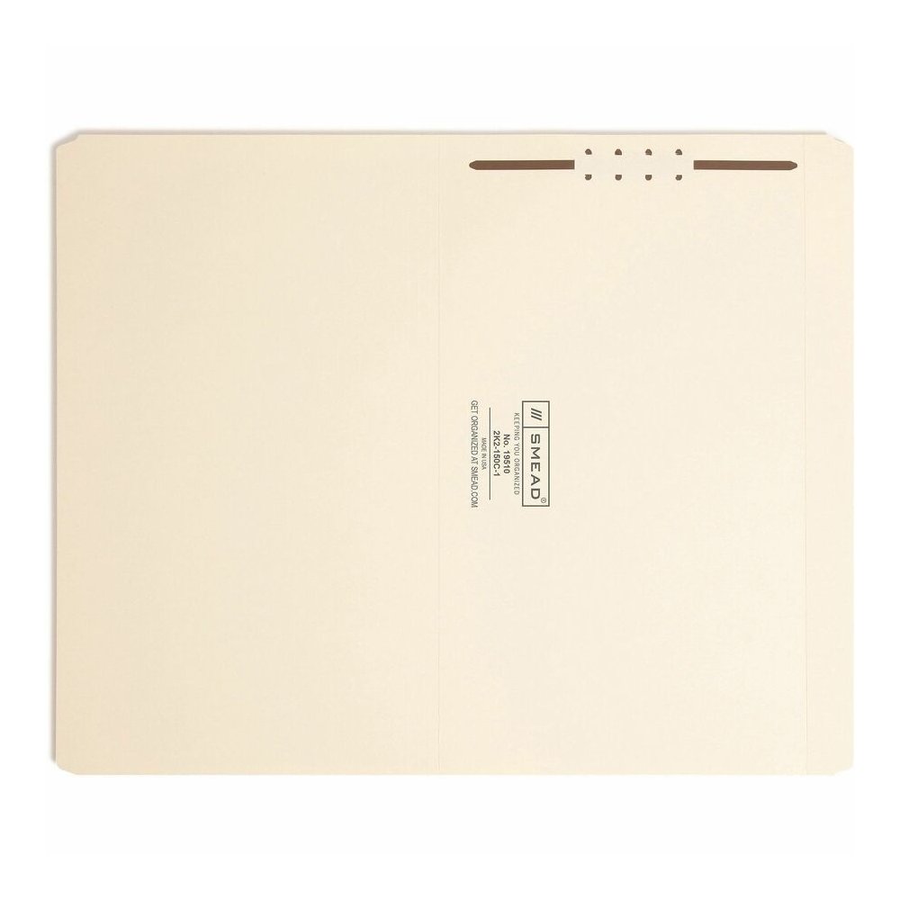 Smead Straight Tab Cut Legal Recycled Fastener Folder - 8 1/2" x 14" - 3/4" Expansion - 1 x 2K Fastener - 2" for Folder - 11 pt. - 2 Plys - Manila - Reinforced Tab - 10% Recycled - 50 / Box. Picture 2
