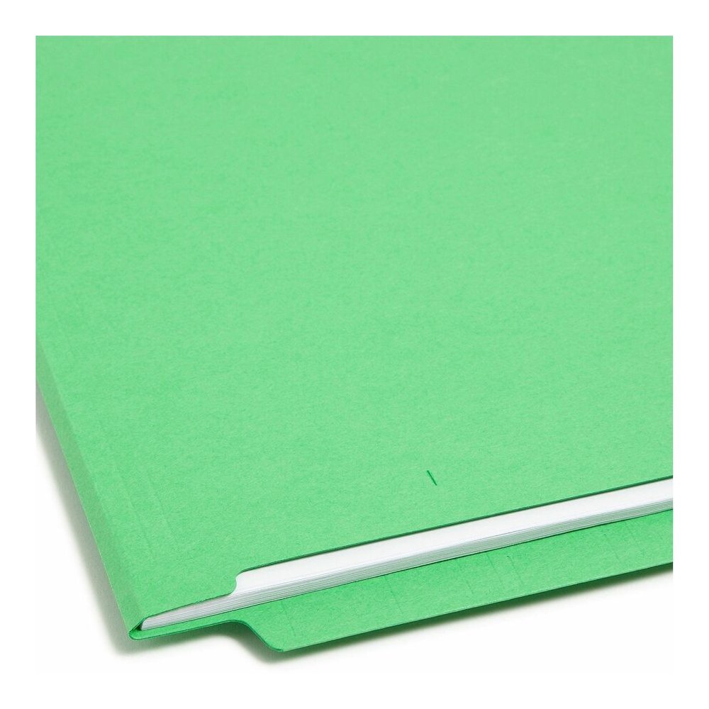 Smead Colored Straight Tab Cut Letter Recycled End Tab File Folder - 8 1/2" x 11" - 3/4" Expansion - 11 pt. - 2 Plys - Green - Heavy Duty, Reinforced Tab - 10% Recycled - 100 / Box. Picture 2