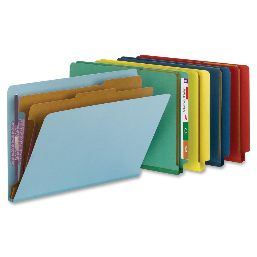 Smead Legal Recycled Classification Folder - 8 1/2" x 14" - 2" Expansion - 2 x 2S Fastener(s) - 2" Fastener Capacity for Folder - End Tab Location - 2 Divider(s) - Pressboard - Blue - 50% Recycled - 1. Picture 5