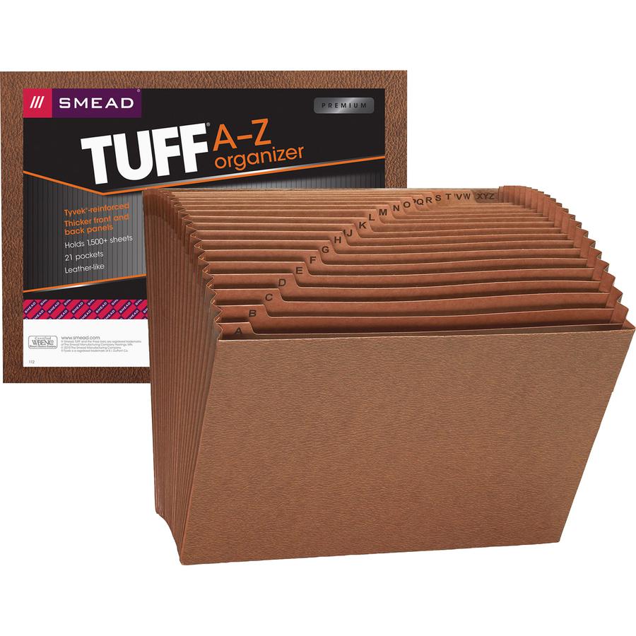 Smead Letter Yes Expanding File - 8 1/2" x 11" - 7/8" Expansion - 21 Pocket - Redrope - Tear Resistant Gusset - 30% Recycled - 1 Each. Picture 9