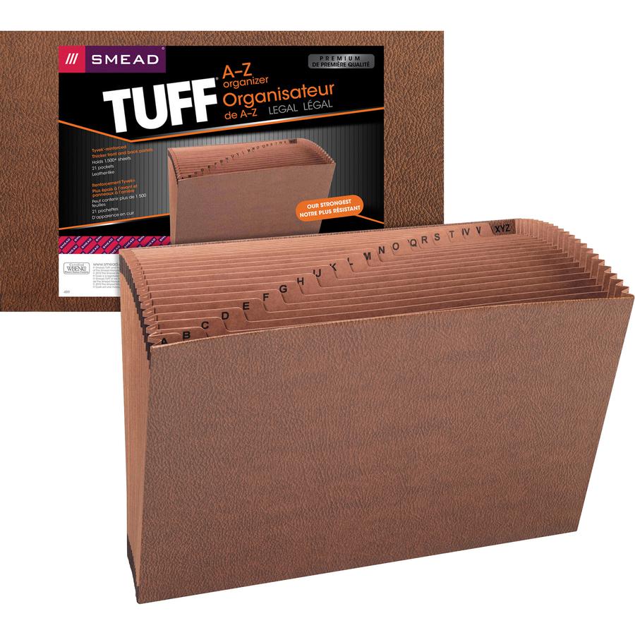 Smead TUFF Legal Recycled Expanding File - 8 1/2" x 14" - 7/8" Expansion - 21 Pocket - Redrope - Tear Resistant, Reinforced Gusset - 30% Recycled - 1 Each. Picture 7