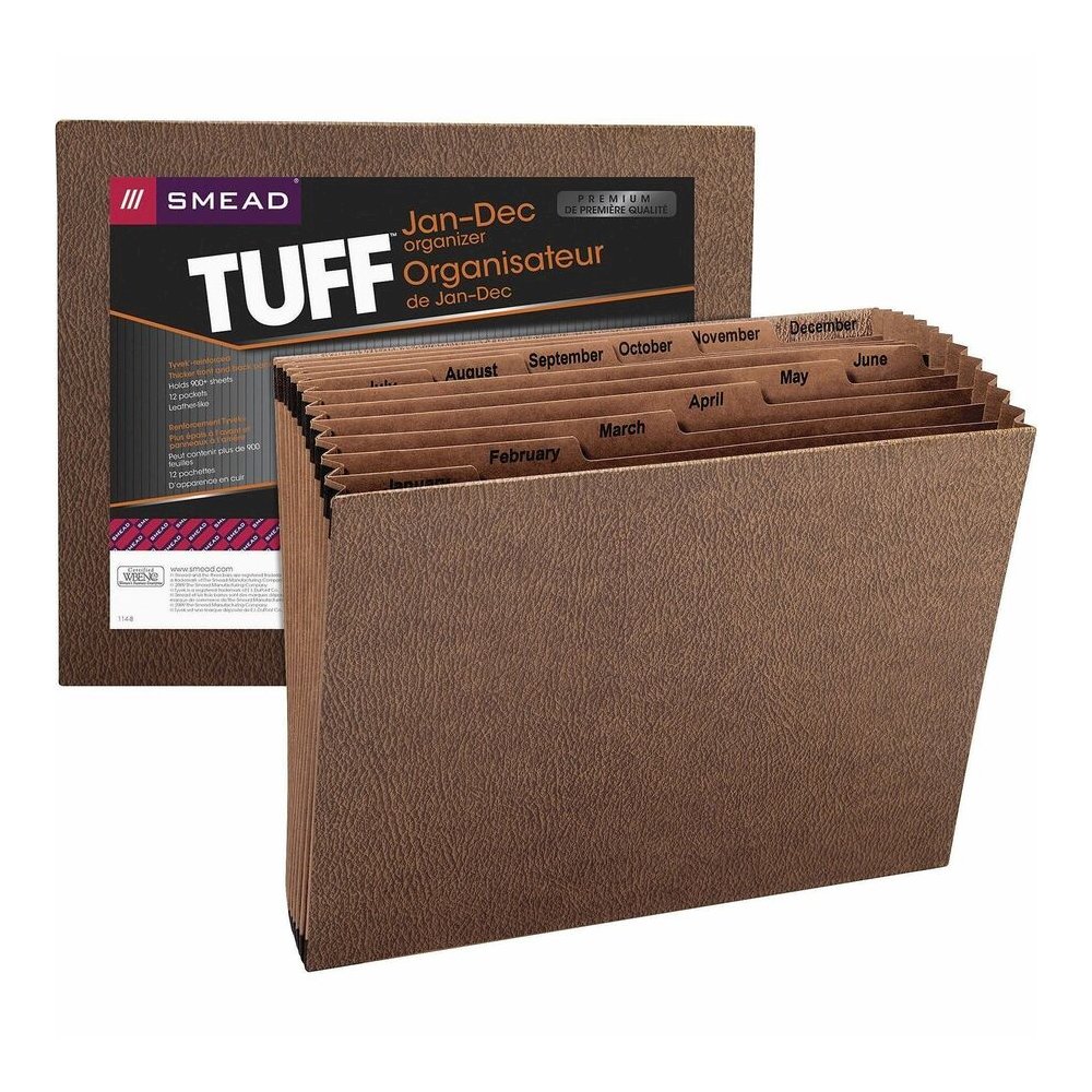 Smead Letter Recycled Expanding File - 8 1/2" x 11" - 7/8" Expansion - 12 Pocket - Redrope - Tear Resistant, Reinforced Gusset - 30% Recycled - 1 Each. Picture 2