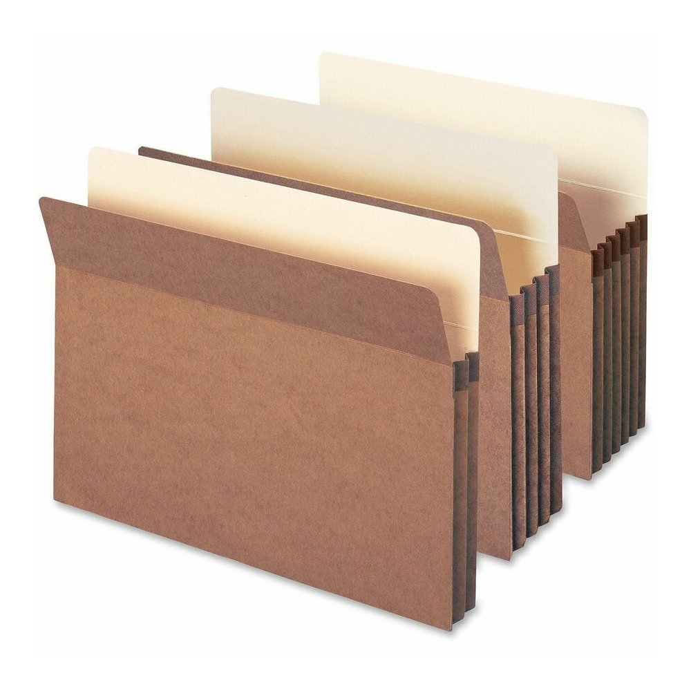 Smead Straight Tab Cut Letter Yes File Pocket - 8 1/2" x 11" - 5 1/4" Expansion - Top Tab Location - 12.5 pt. - Redrope - Tear Resistant, Rounded Corner, Reinforced Gusset - 30% Recycled - 10 / Box. Picture 2