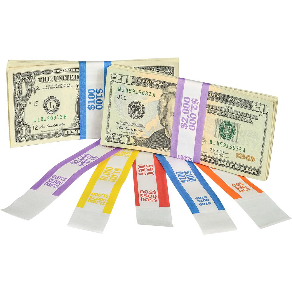 Sparco White Kraft ABA Bill Straps - 1000 Wrap(s)Total $2,000 in $20 Denomination - Kraft - Violet - 1000 / Pack. Picture 4