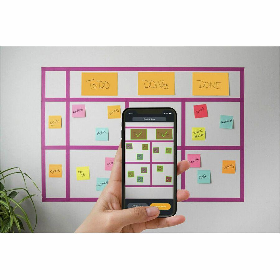 Post-it&reg; Super Sticky Lined Meeting Notepads - 180 - 6" x 8" - Rectangle - 45 Sheets per Pad - Ruled - Vital Orange, Tropical Pink, Sunnyside, Limeade - Paper - Self-adhesive - 4 / Pack. Picture 3