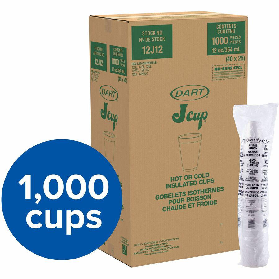 Dart 12 oz Insulated Foam Cups - 25 / Bag - 40 / Carton - White - Foam - Coffee, Soft Drink, Hot Cider, Hot Chocolate, Juice, Cappuccino, Tea, Cold Drink. Picture 3