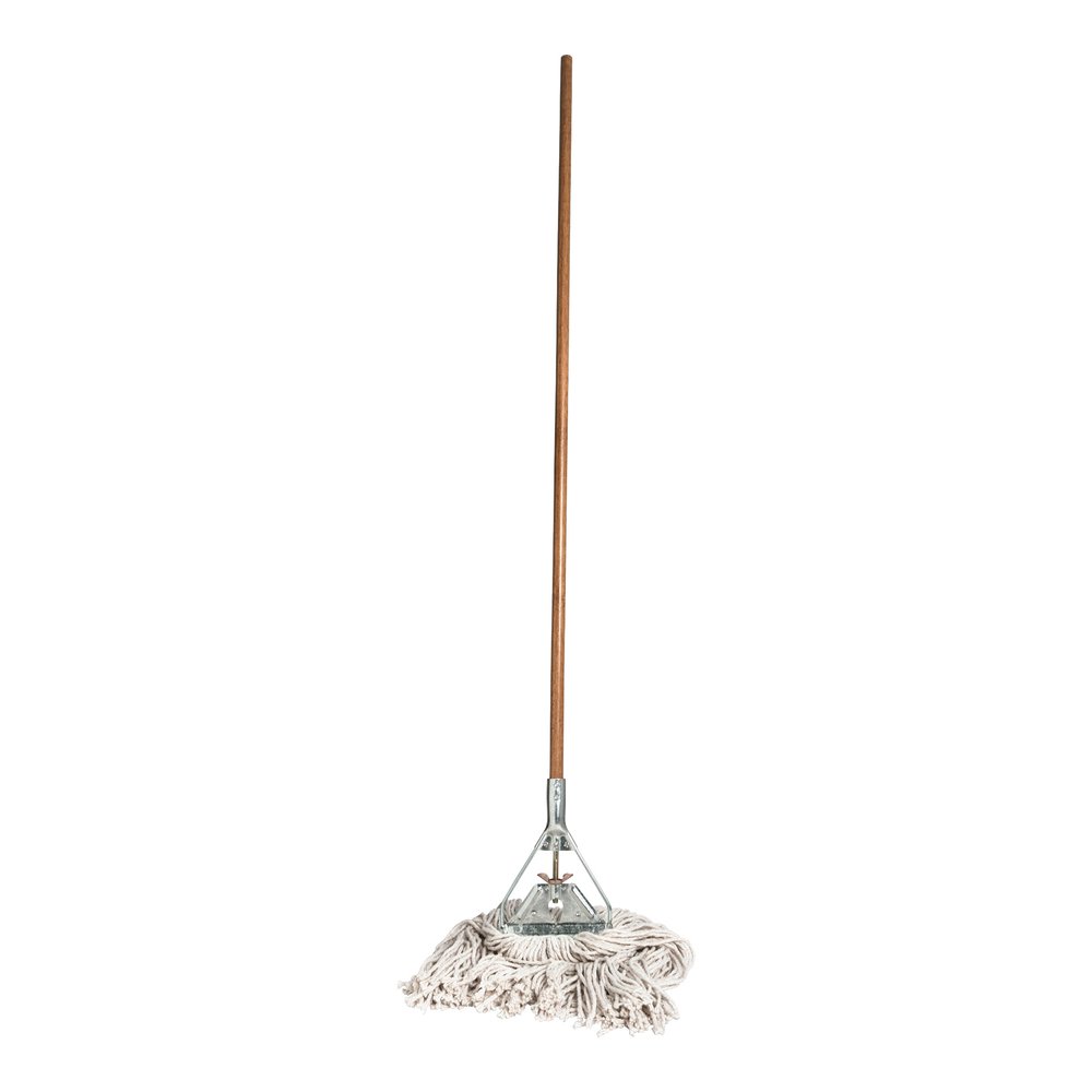 Genuine Joe Wood Handle Complete Wet Mop - 60" Width x 0.94" Height Cotton Head - Wood Handle - Lightweight, Rust Resistant, Absorbent, 4-ply, Refillable - 1 Each. Picture 4