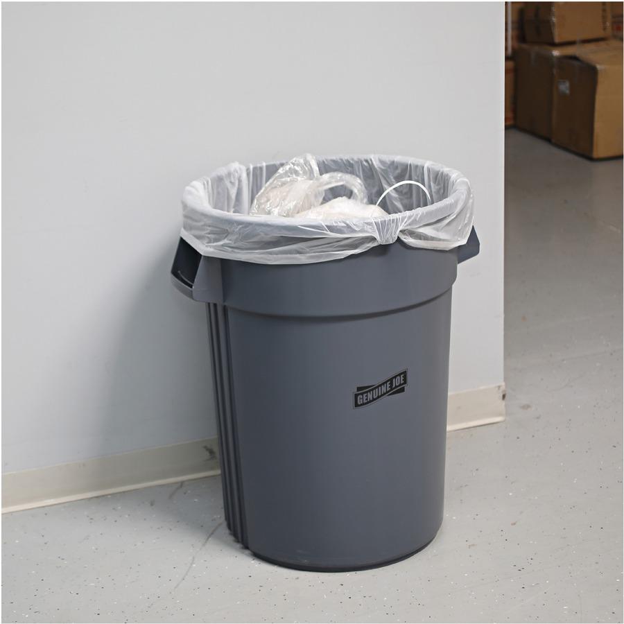 Genuine Joe High-density Can Liners - Extra Large Size - 56 gal Capacity - 48" Length x 43" Width x 0.63 mil (16 Micron) Thickness - High Density - Clear - Resin - Office Waste, Industrial Trash - 20/. Picture 3