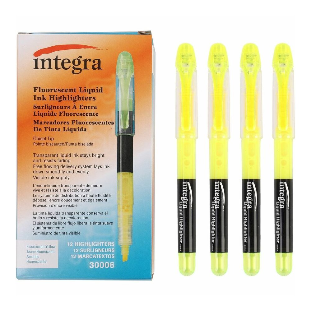 Integra Liquid Highlighters - Yellow Ink - 1 Dozen. Picture 2