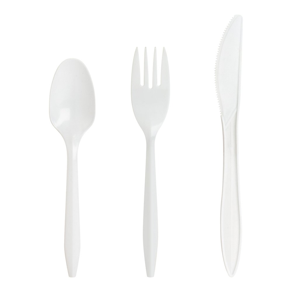 Genuine Joe Medium-weight Forks - Polypropylene - White - 1000 / Carton. Picture 2