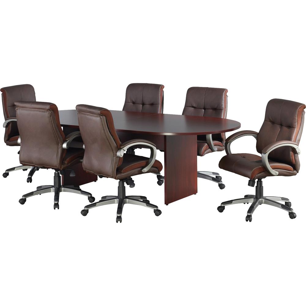 Lorell Essentials Oval Conference Table - Laminated Oval Top - Slab Base - 36" Table Top Length x 72" Table Top Width x 1.25" Table Top Thickness - 29.50" Height - Assembly Required - Mahogany - 1 Eac. Picture 3