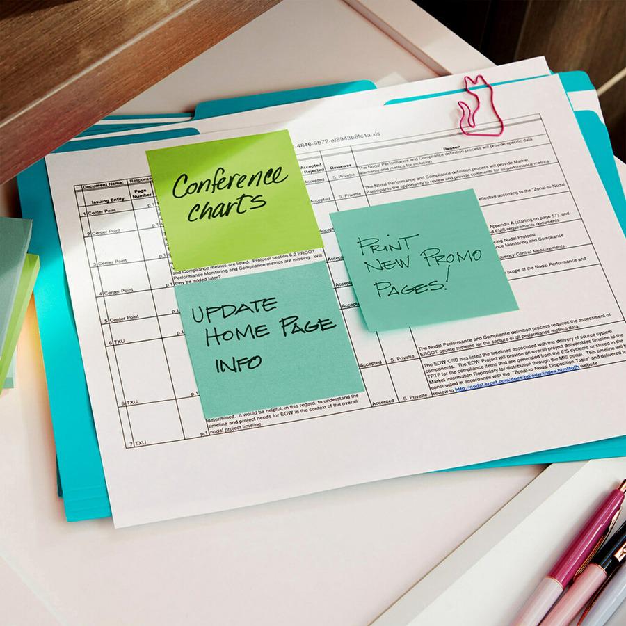 Post-it&reg; Dispenser Notes - Floral Fantasy Color Collection - 1800 - 3" x 3" - Square - 100 Sheets per Pad - Unruled - Limeade, Blue Paradise, Citron - Paper - Self-adhesive - 1800 / Pack. Picture 5