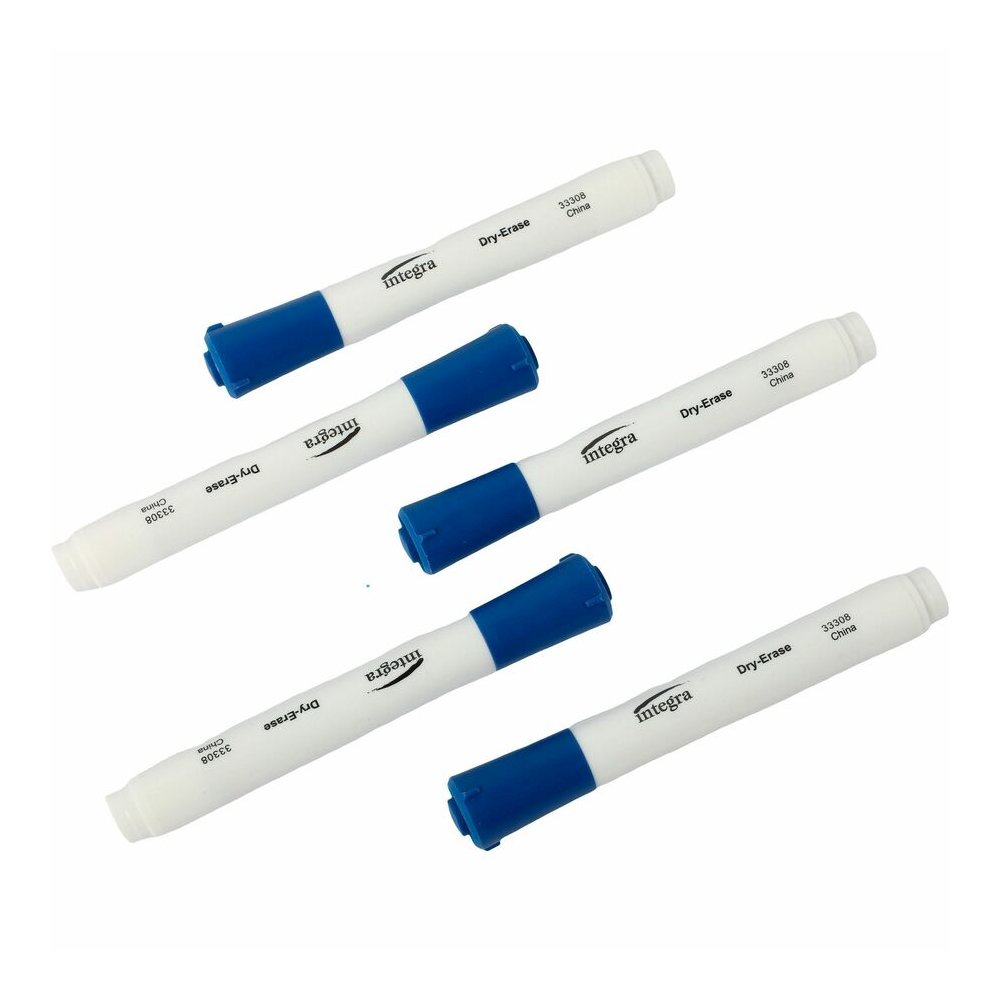 Integra Chisel Point Dry-erase Markers - Blue Ink - Fiber Tip - Writing - 1 Dozen. Picture 2