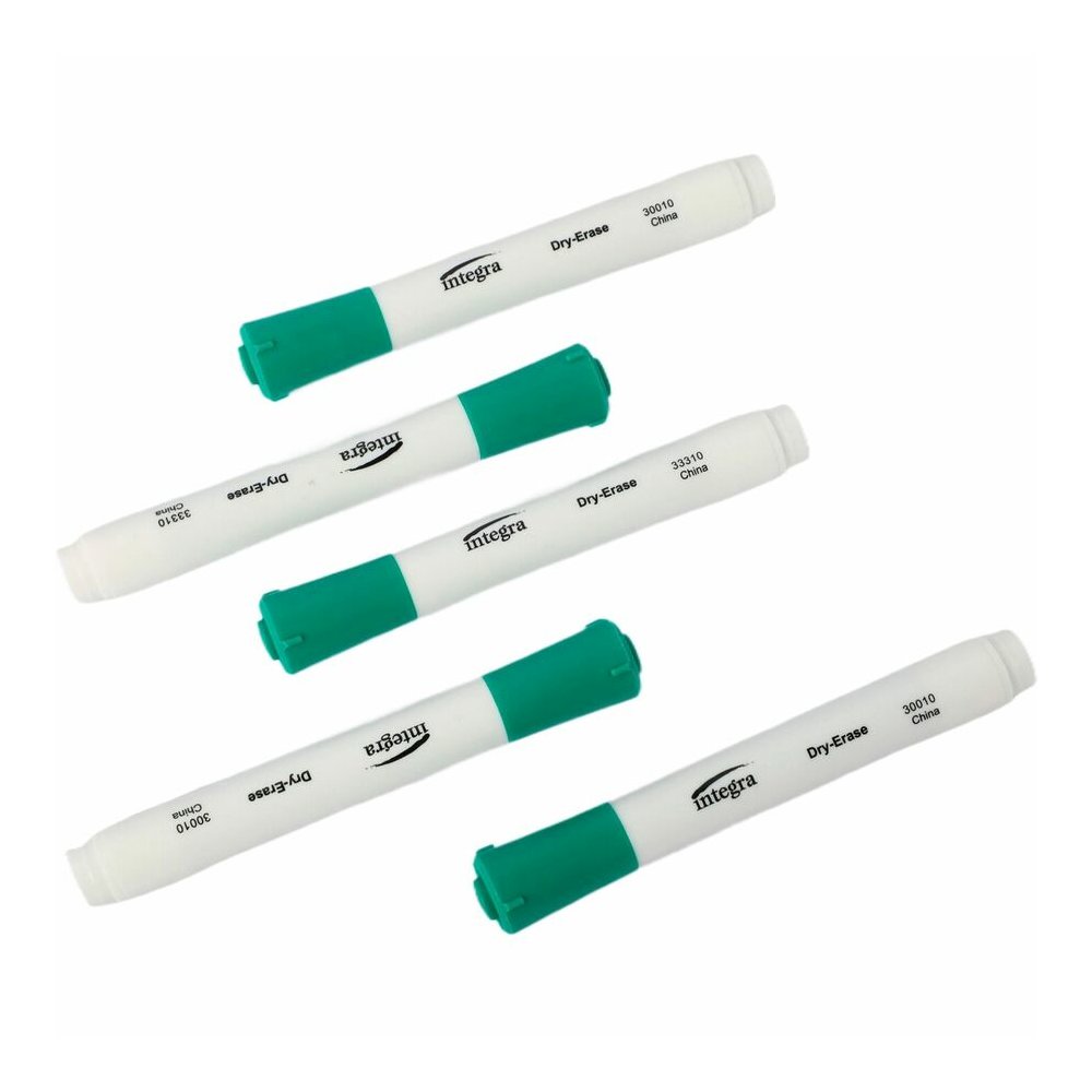 Integra Chisel Point Dry-erase Markers - Green Ink - Fiber Tip - Writing - 1 Dozen. Picture 2