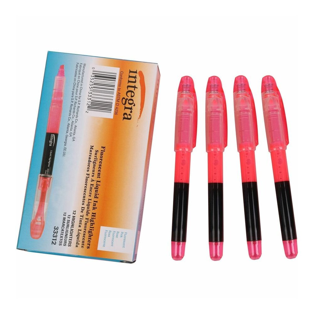 Integra Liquid Highlighters - Fluorescent Pink Ink - 1 Dozen. Picture 2