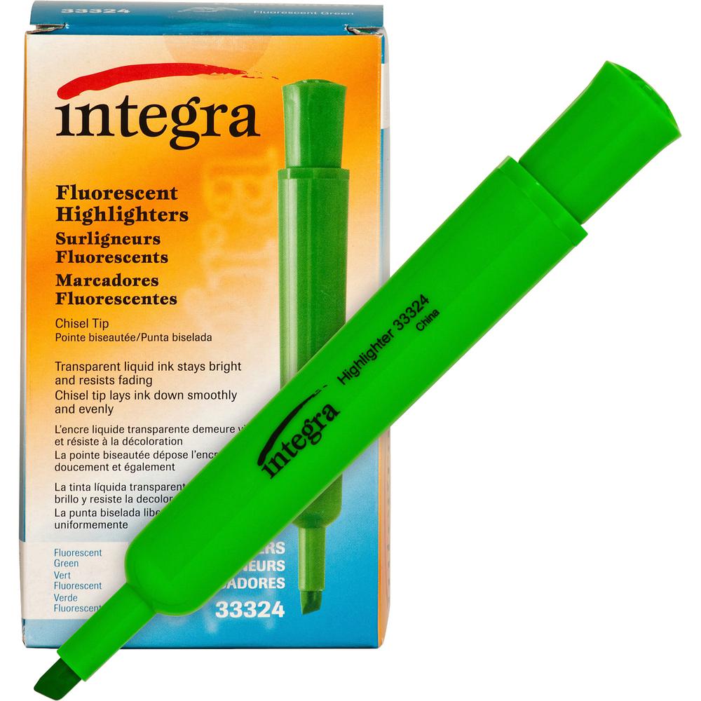 Integra Chisel Desk Liquid Highlighters - Green Ink - 1 Dozen. Picture 6