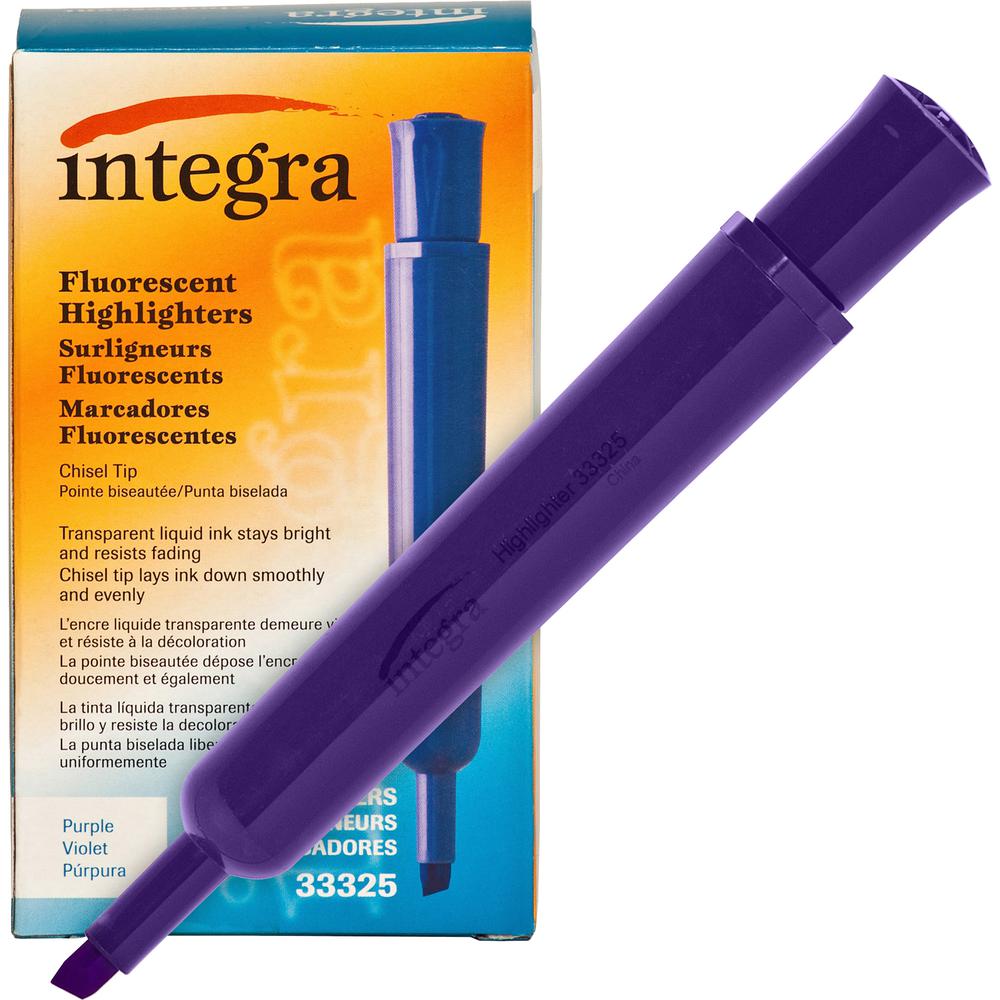 Integra Chisel Desk Liquid Highlighters - Purple Ink - 1 Dozen. Picture 3