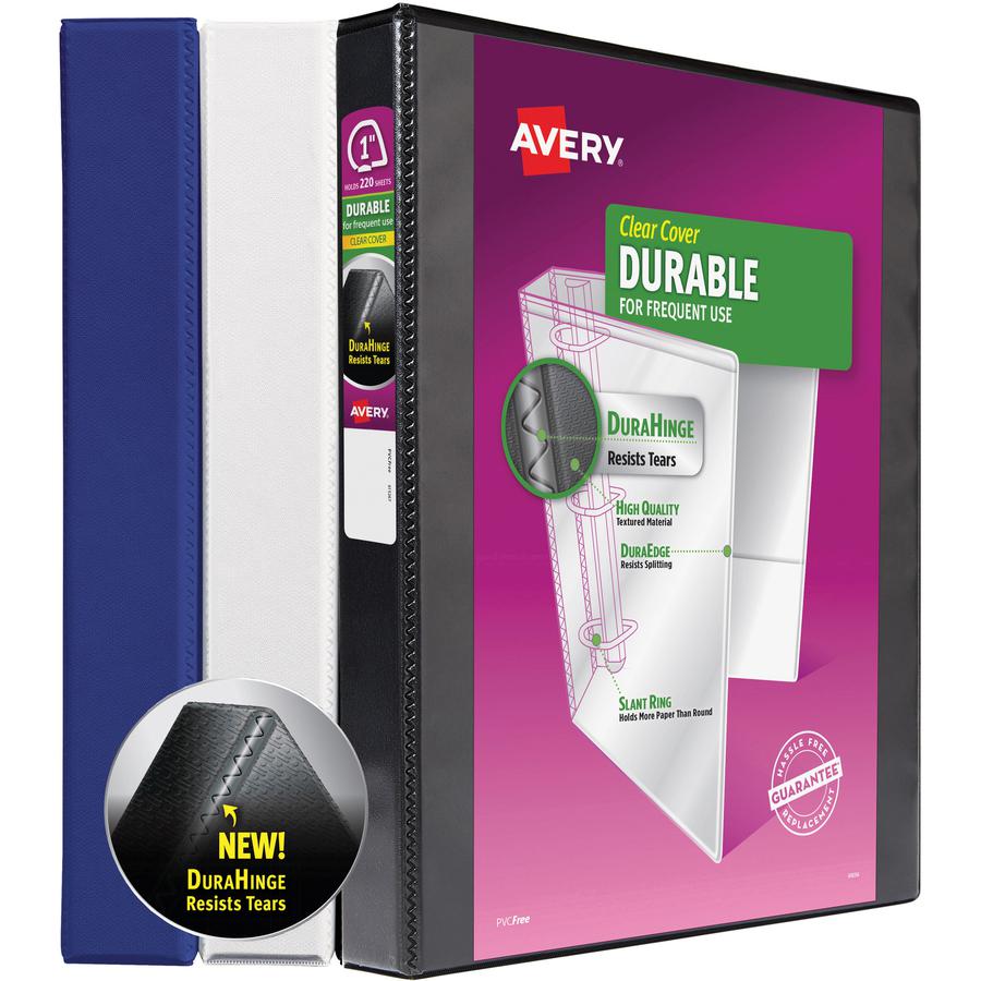 Avery&reg; Durable View 3 Ring Binder - 1 1/2" Binder Capacity - Letter - 8 1/2" x 11" Sheet Size - 375 Sheet Capacity - 3 x Slant Ring Fastener(s) - 2 Pocket(s) - Polypropylene - Recycled - Pocket, D. Picture 3