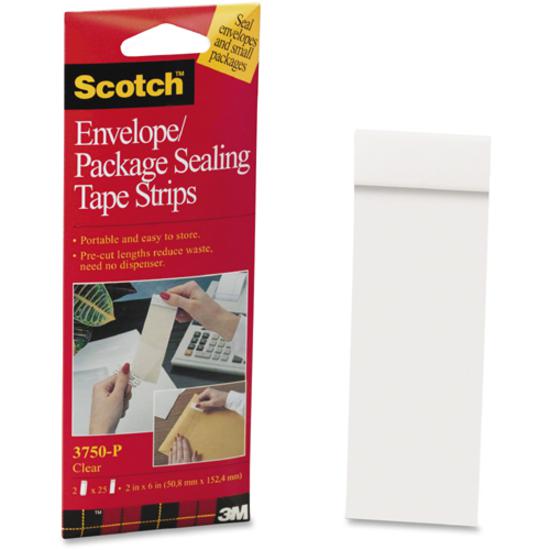 Scotch Envelope/Package Sealing Tape Strips - 6" Length x 2" Width x 3.1 mil Thickness - 3" Core - Clear - Synthetic Rubber Backing - Split Resistant, Moisture Resistant - For Protecting, Sealing, Pac. Picture 3