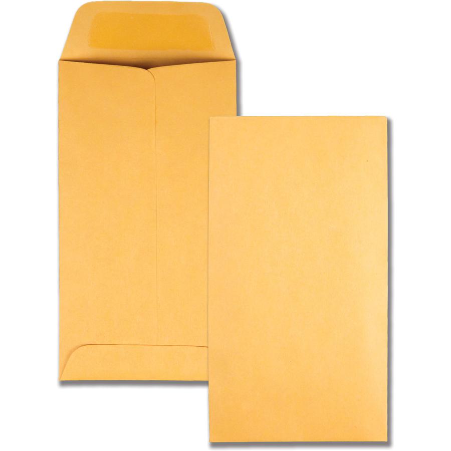 Quality Park No. 7 Coin and Small Parts Envelopes with Gummed Flap - Coin - #7 - 3 1/2" Width x 6 1/2" Length - 28 lb - Gummed - Brown Kraft - Kraft - 500 / Box. Picture 4