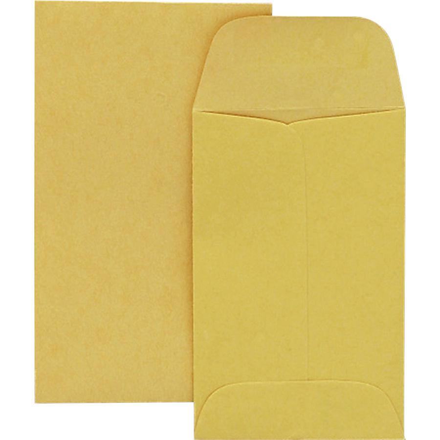 Quality Park No. 3 Coin and Small Parts Envelope with Gummed Flap - Coin - #3 - 2 1/2" Width x 4 1/4" Length - 28 lb - Gummed - Kraft - 500 / Box - Kraft. Picture 6