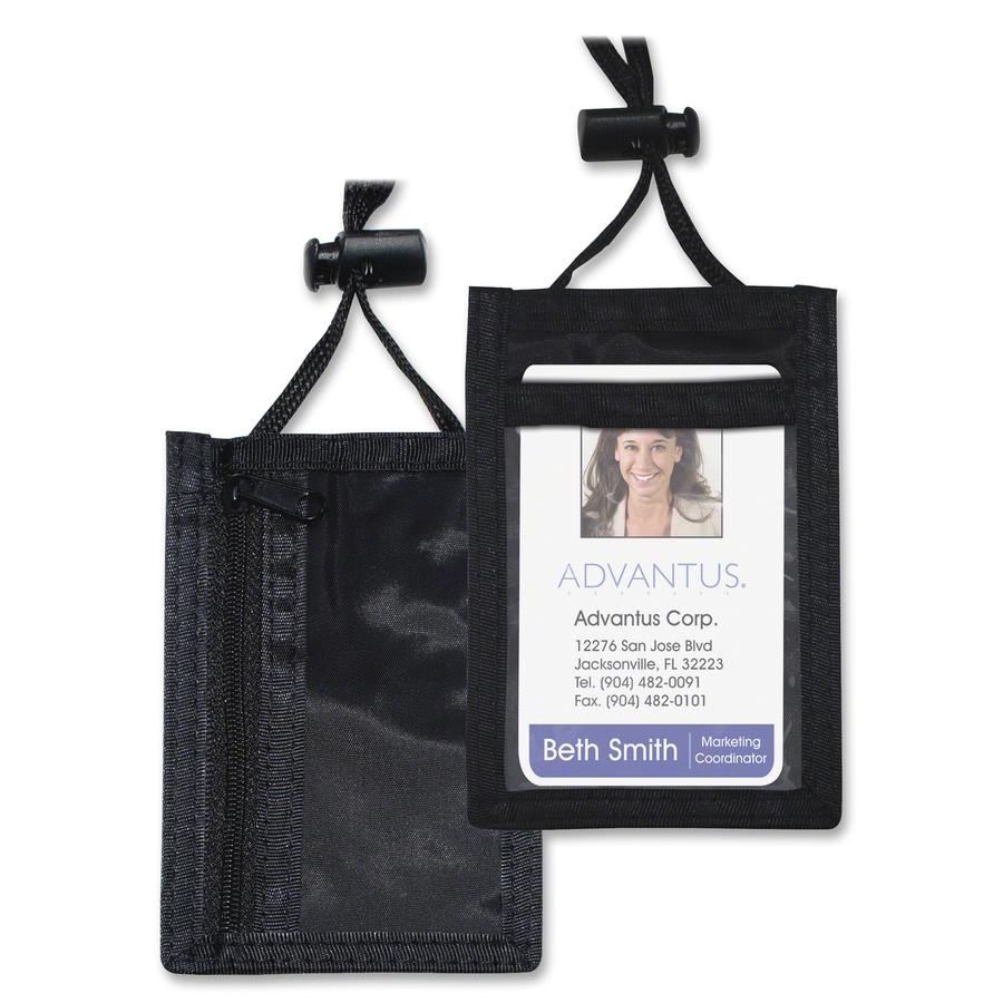 Advantus Vertical ID/Convention Neck Pouch - Vertical - Nylon - Black - 12 / Pack. Picture 7