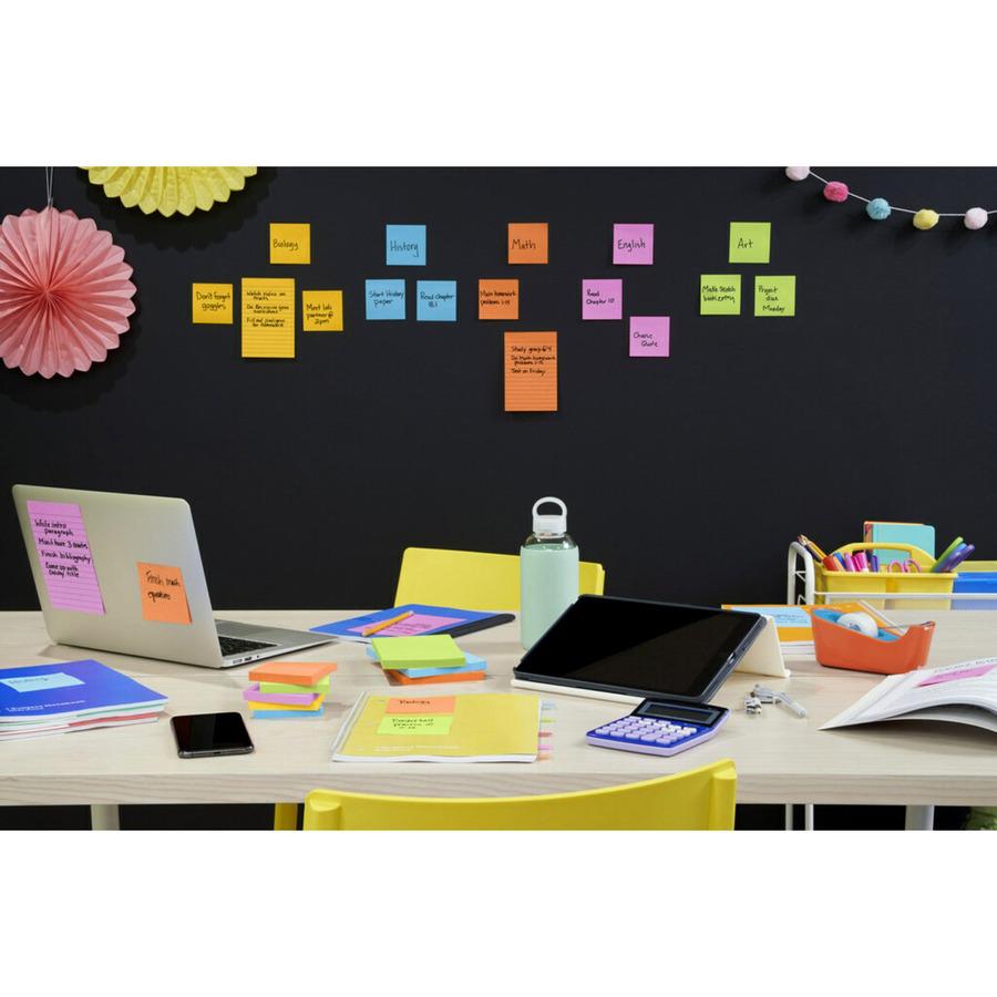 Post-it&reg; Super Sticky Notes - Energy Boost Color Collection - 180 - 4" x 6" - Rectangle - 45 Sheets per Pad - Ruled - Vital Orange, Tropical Pink, Blue Paradise, Limeade - Paper - Self-adhesive, R. Picture 8