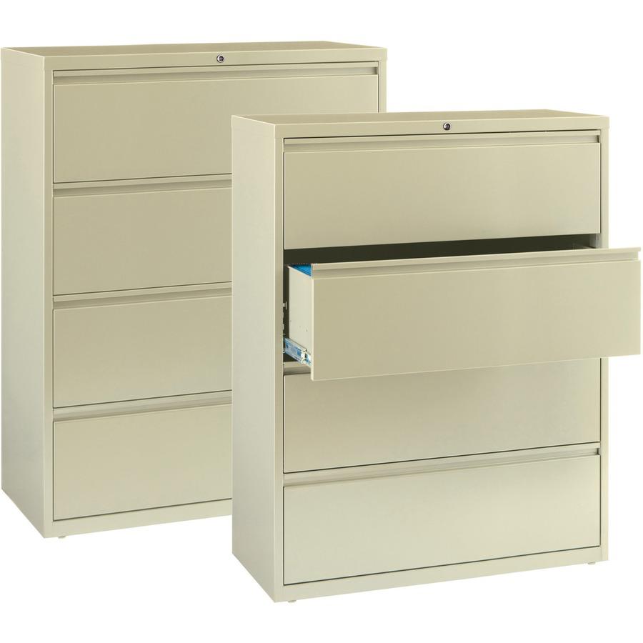 Lorell Fortress Series Lateral File - 42" Width x 18.6" Depth x 52.5" Height - 4 x Drawer(s) for File - Legal, Letter, A4 - Lateral - Rust Proof, Leveling Glide, Interlocking, Ball-bearing Suspension,. Picture 4