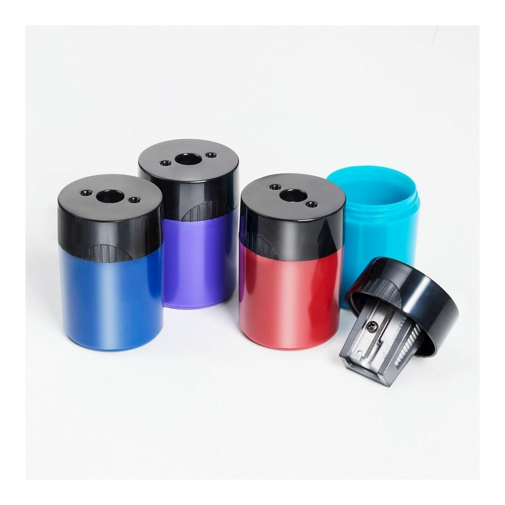 Staedtler Cylinder Metal Blade Pencil Sharpener - 1 Hole(s) - 2.2" Height x 1.5" Width - Metal - Assorted - 10 / Box. Picture 2