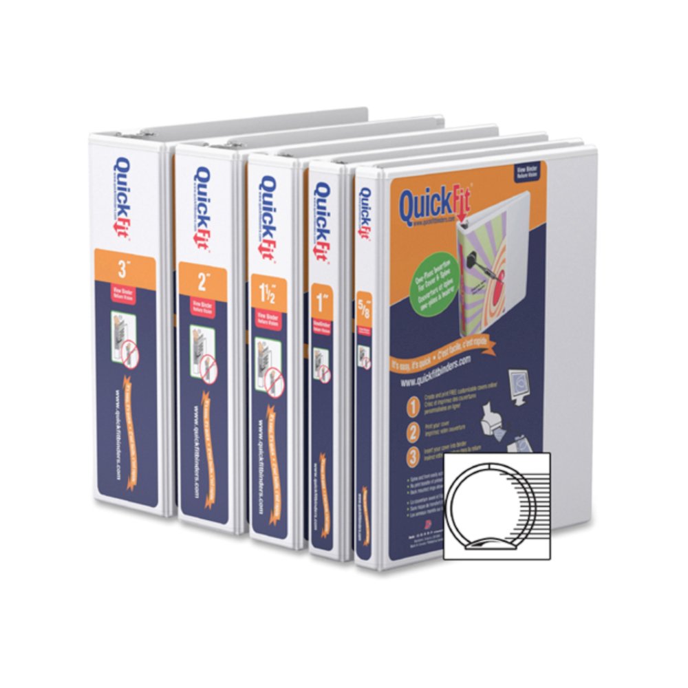 QuickFit Clear-View Binder, 3-Ring Binder, Round Ring, 3 Inch, White - 3" Binder Capacity - Letter - 8 1/2" x 11" Sheet Size - 600 Sheet Capacity - 3 x 3" Ring - Fastener: Round Ring - Pocket: Interna. Picture 2