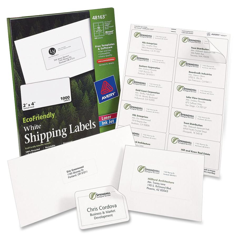 Avery&reg; Eco-Friendly Address Labels for Laser and Inkjet Printers, 1" x 2?" - 1" Width x 2 5/8" Length - Permanent Adhesive - Rectangle - Laser, Inkjet - White - Paper - 30 / Sheet - 25 Total Sheet. Picture 3