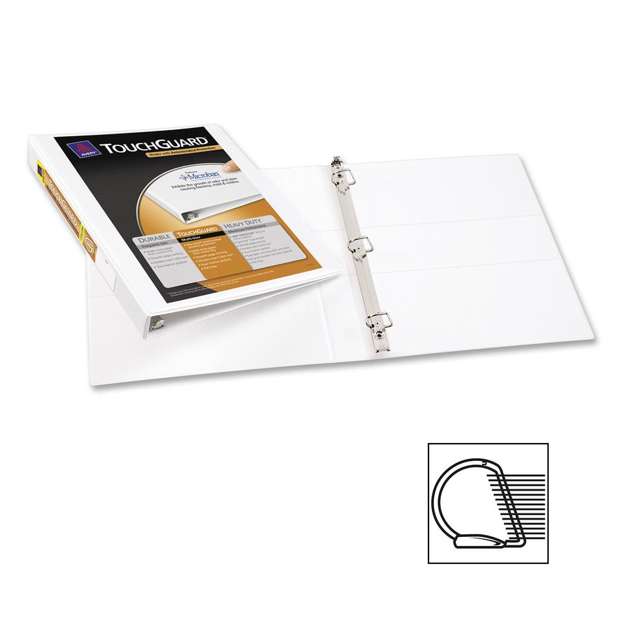 Avery&reg; TouchGuard View 3 Ring Binder - 1" Binder Capacity - Letter - 8 1/2" x 11" Sheet Size - 250 Sheet Capacity - 3 x Slant Ring Fastener(s) - 4 Pocket(s) - Polypropylene - Recycled - Pocket, Du. Picture 7