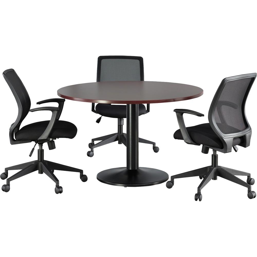 Lorell Essentials Conference Tabletop - Laminated Round, Mahogany Top - 47.25" Table Top Width x 47.25" Table Top Depth x 1.25" Table Top Thickness - 1" Height - Conferencing - Assembly Required - Woo. Picture 9