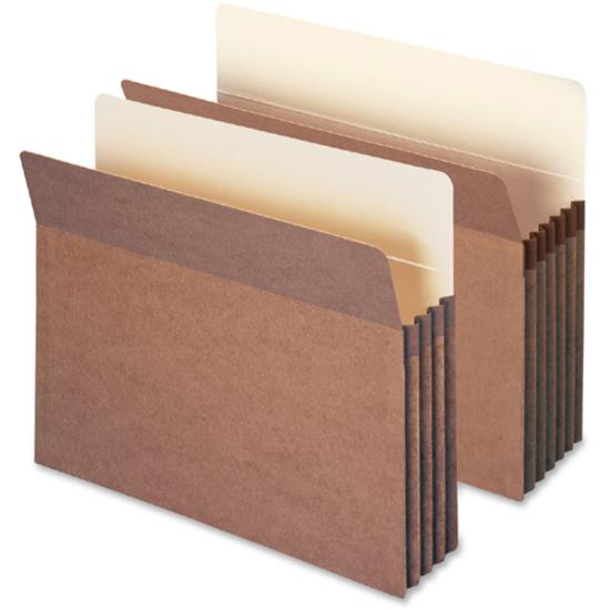 Smead Straight Tab Cut Letter Recycled File Pocket - 8 1/2" x 11" - 5 1/4" Expansion - Redrope - Tear Proof Gusset - 100% Recycled - 10 / Box. Picture 6