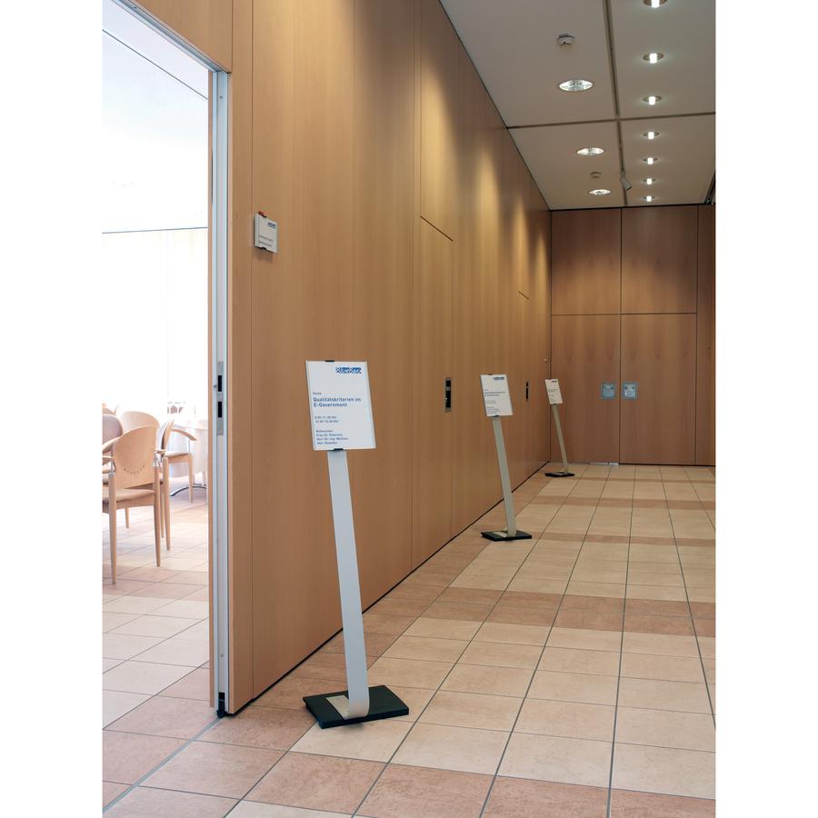 DURABLE&reg; INFO SIGN Letter Floor Stand - 8.5" x 11" Sign - 40.5" - 46.5" Height - Rectangular Shape - Acrylic, Stainless Steel - Updateable - Silver - 1 Pack. Picture 3