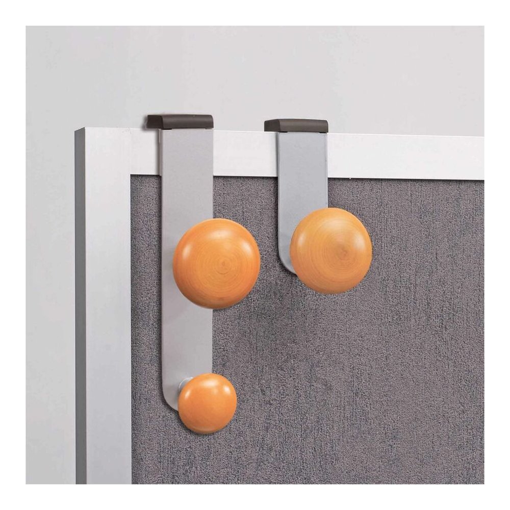 Alba Double Peg Garment Holder - 2 Pegs - 7.8" Height x 2.4" Width - for Garment - Silver, Brown - 1 Each. Picture 2