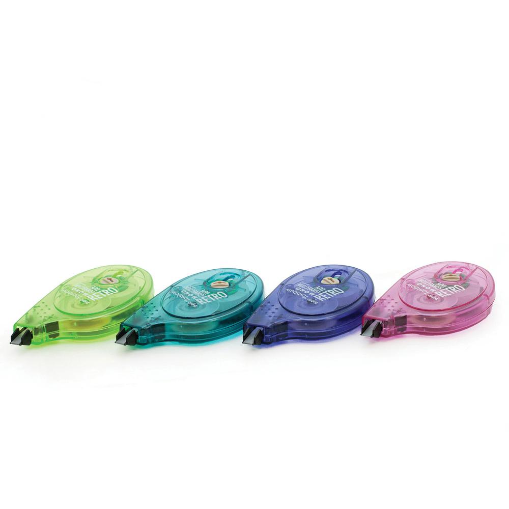 Tombow Single-line Bright Dispenser Correction Tapes - 0.16" Width x 32.83 ft Length - 1 Line(s) - White Tape - Ergonomic Assorted Dispenser - Acid-free, Non-refillable - 4 / Pack - Assorted. Picture 4